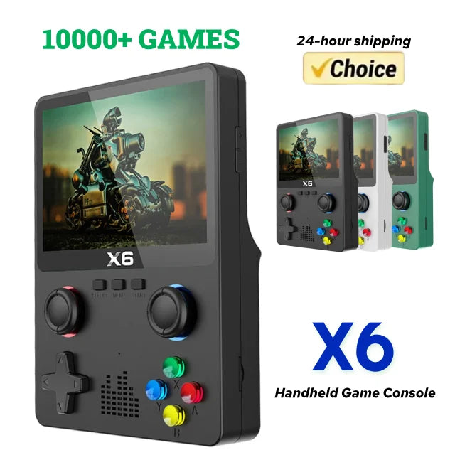 X6 Game Console Retro Video Game Console 3.5/4'' IPS Screen Portable Handheld Game Player 10000+ Classic Games Children Gifts