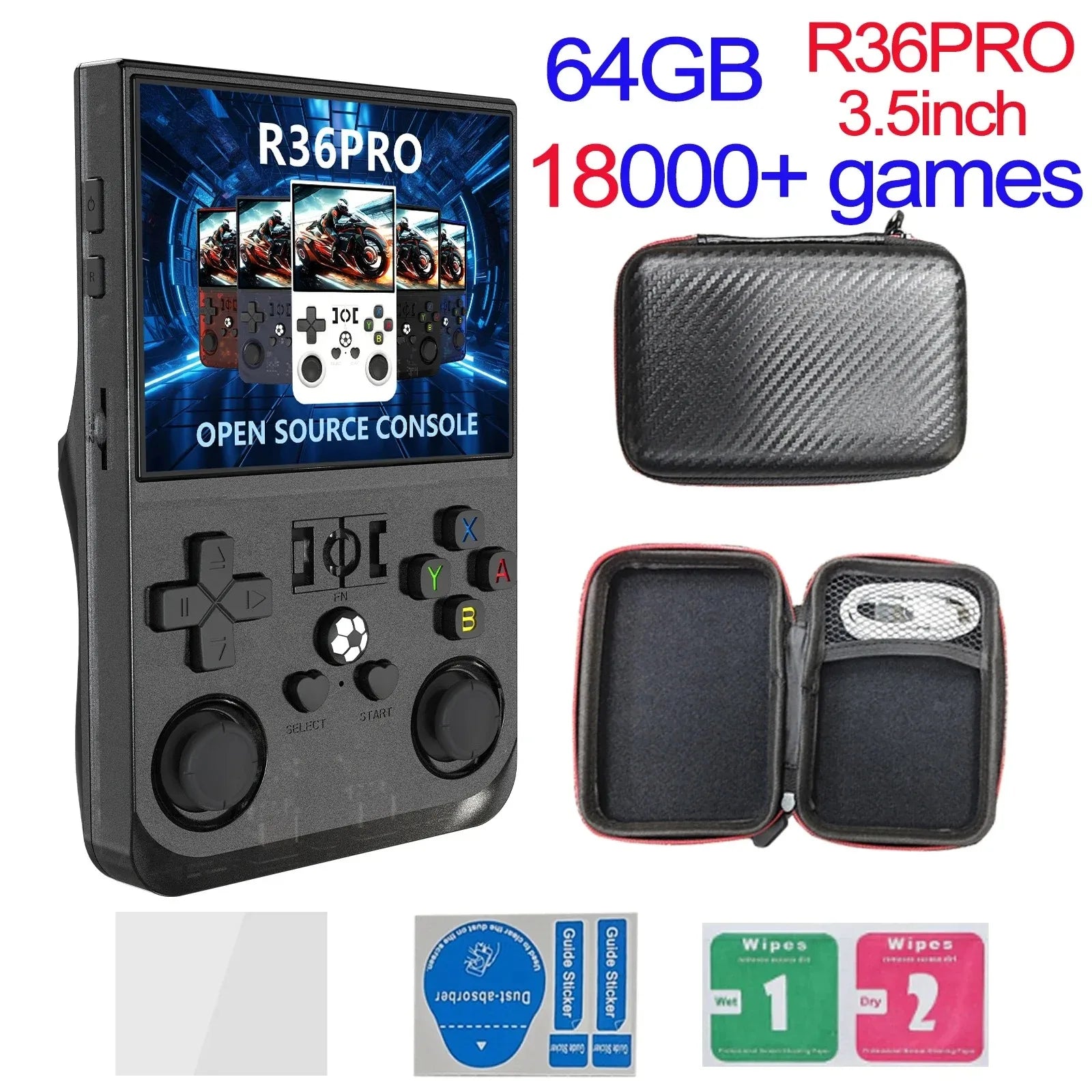 Open Source R36MAX Retro Handheld Video Game Console RK3326 Chip 64/128G Portable Pocket Game Player 4‘’HD Screen R36 PRO R36S