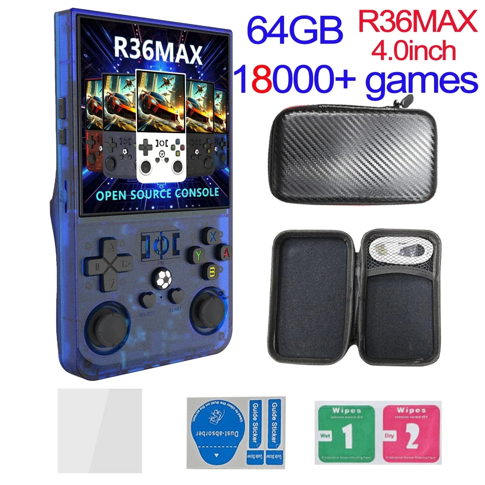 Open Source R36MAX Retro Handheld Video Game Console RK3326 Chip 64/128G Portable Pocket Game Player 4‘’HD Screen R36 PRO R36S