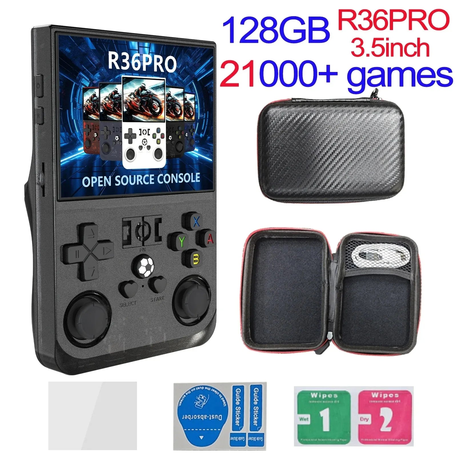 Open Source R36MAX Retro Handheld Video Game Console RK3326 Chip 64/128G Portable Pocket Game Player 4‘’HD Screen R36 PRO R36S