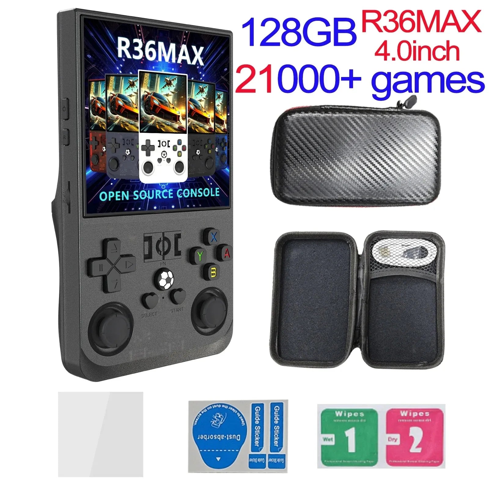 Open Source R36MAX Retro Handheld Video Game Console RK3326 Chip 64/128G Portable Pocket Game Player 4‘’HD Screen R36 PRO R36S