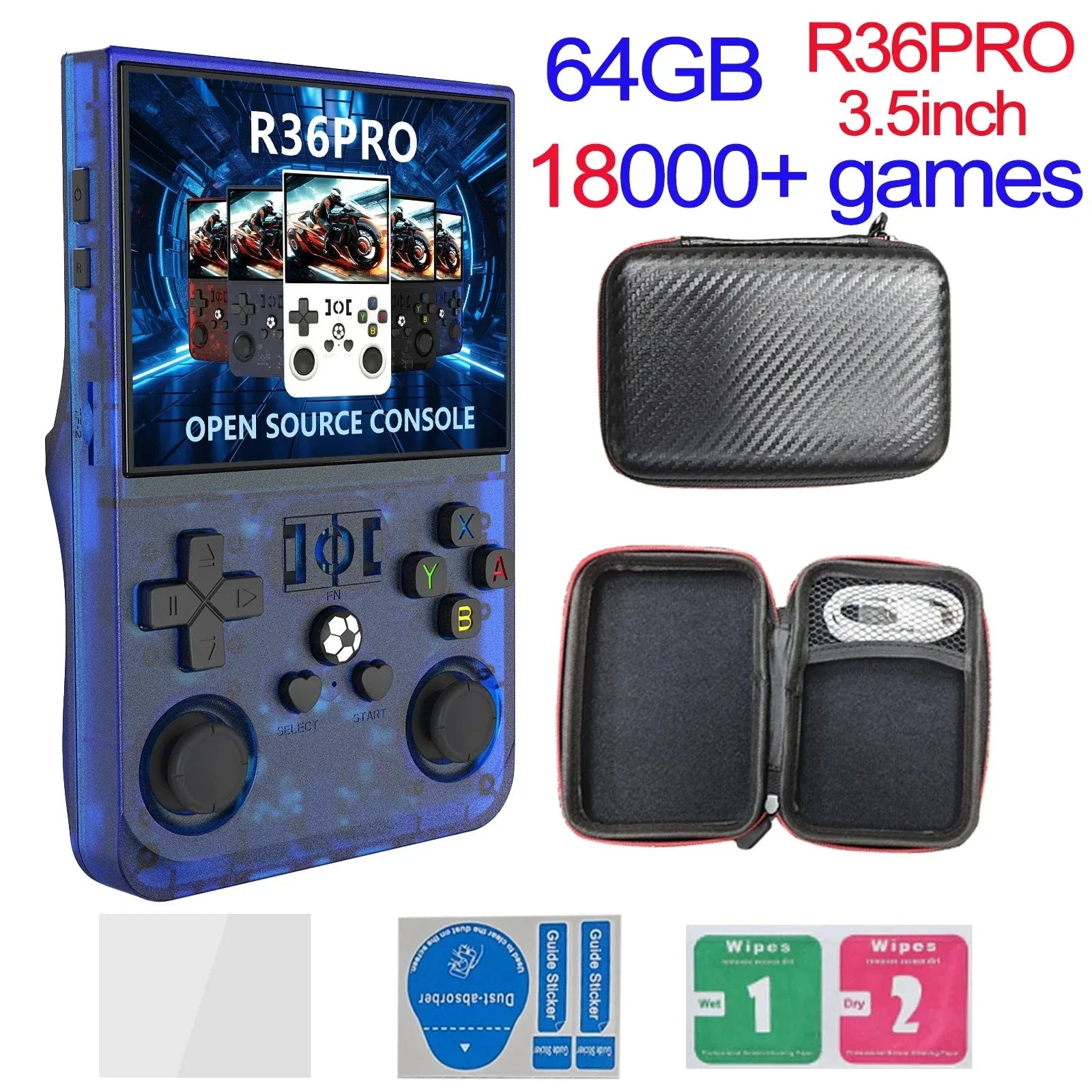 Open Source R36MAX Retro Handheld Video Game Console RK3326 Chip 64/128G Portable Pocket Game Player 4‘’HD Screen R36 PRO R36S