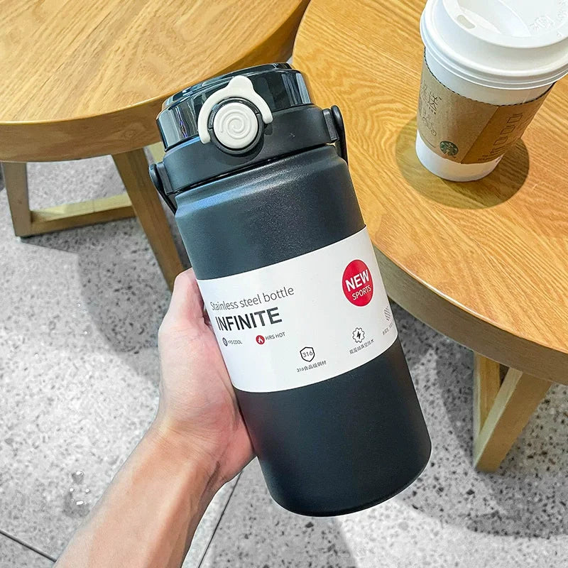1000/1200ml Steel Sports Insulated Water Bottle Portable Hot/Cold Drinks Travel Flask Easy Carry