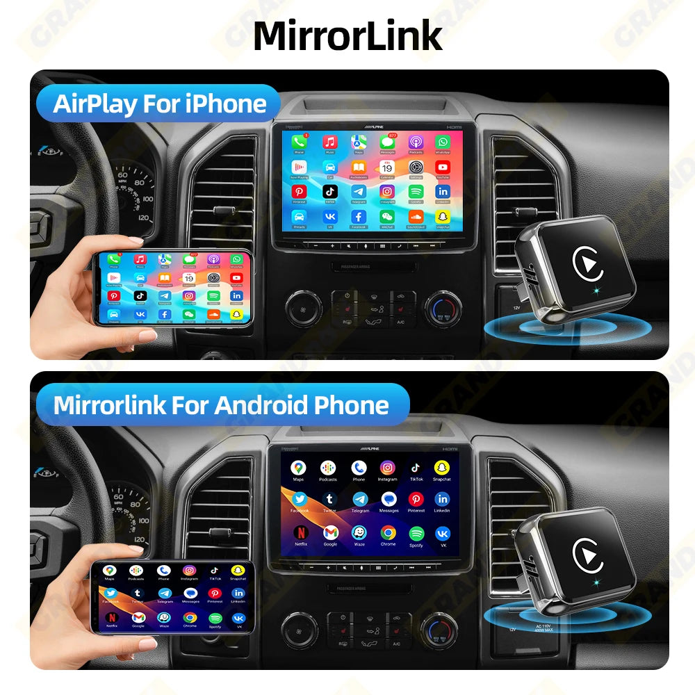 4IN1 Dongle Wireless Carplay Adapter USB Plug Play WiFi Bluetooth for iPhone Carplay Airplay Android Auto Mirrorlink Connect