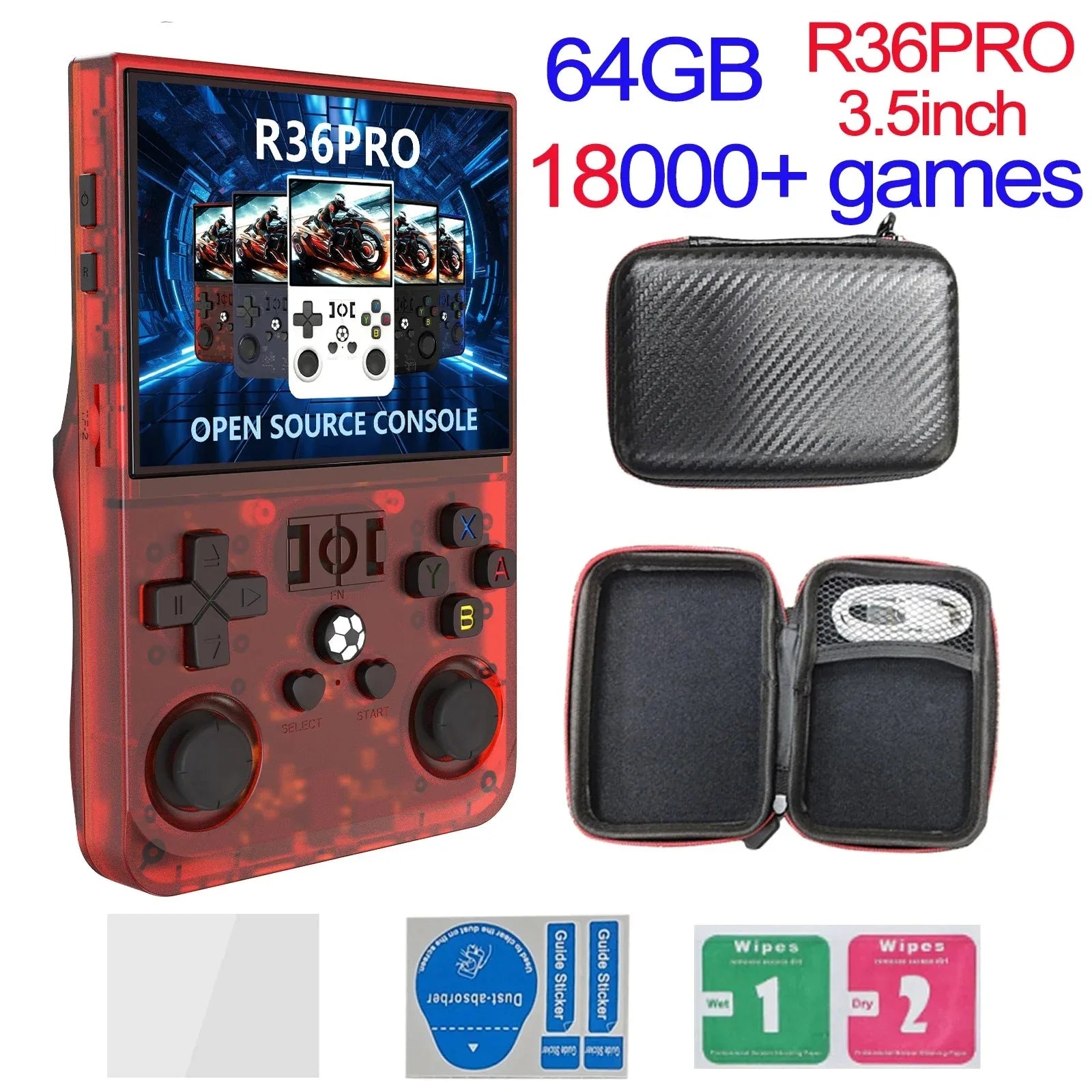 Open Source R36MAX Retro Handheld Video Game Console RK3326 Chip 64/128G Portable Pocket Game Player 4‘’HD Screen R36 PRO R36S