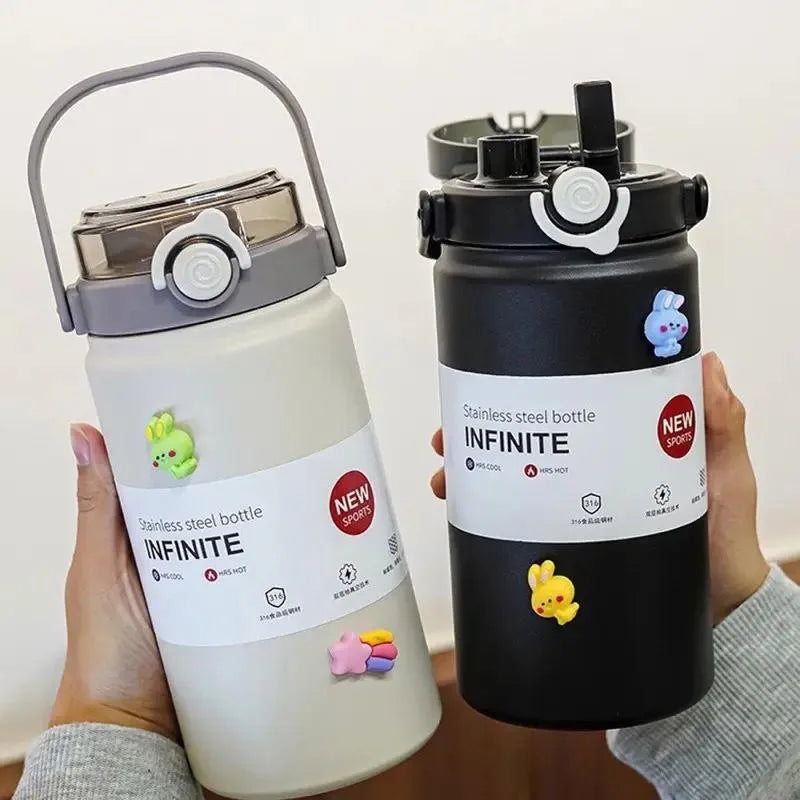 1000/1200ml Steel Sports Insulated Water Bottle Portable Hot/Cold Drinks Travel Flask Easy Carry
