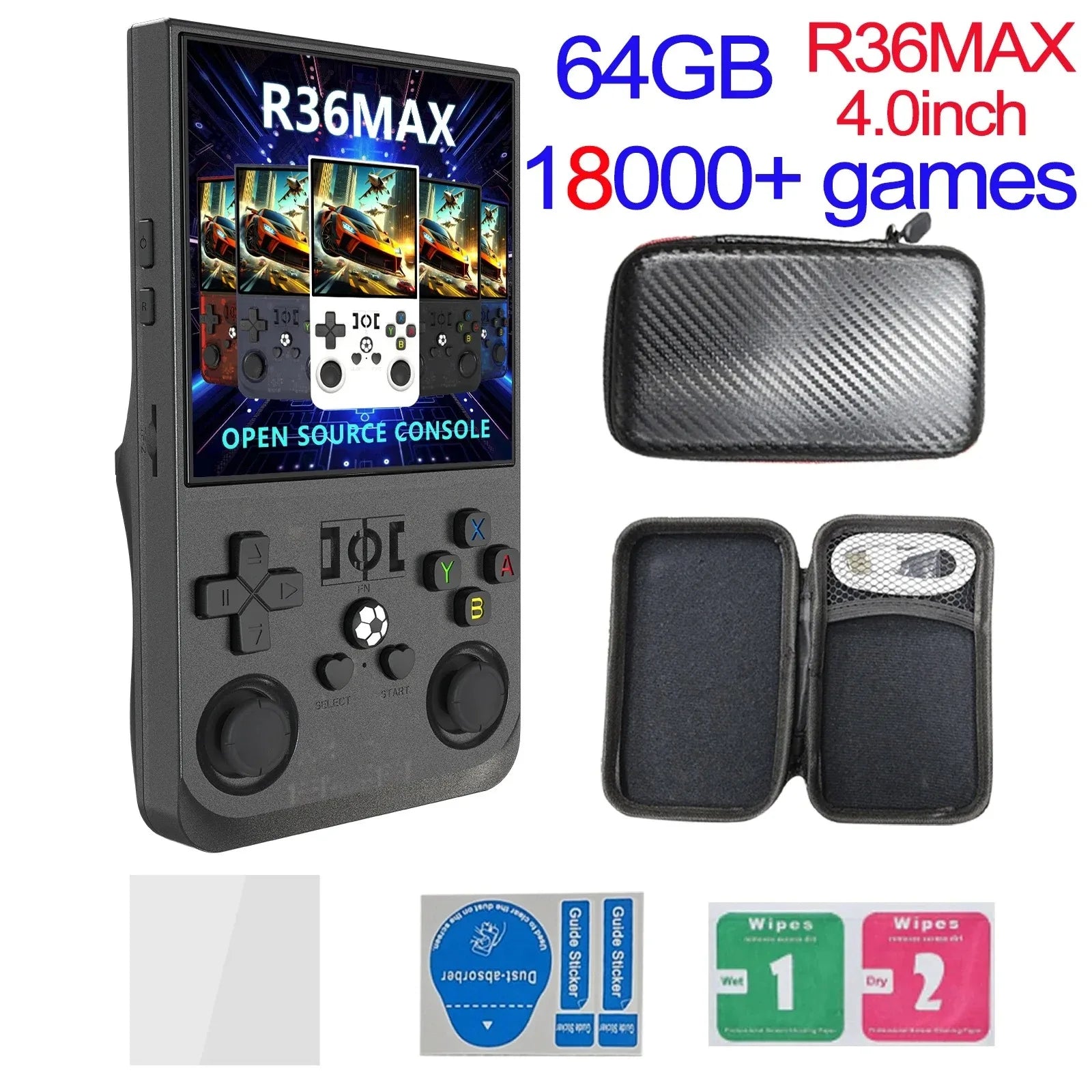 Open Source R36MAX Retro Handheld Video Game Console RK3326 Chip 64/128G Portable Pocket Game Player 4‘’HD Screen R36 PRO R36S