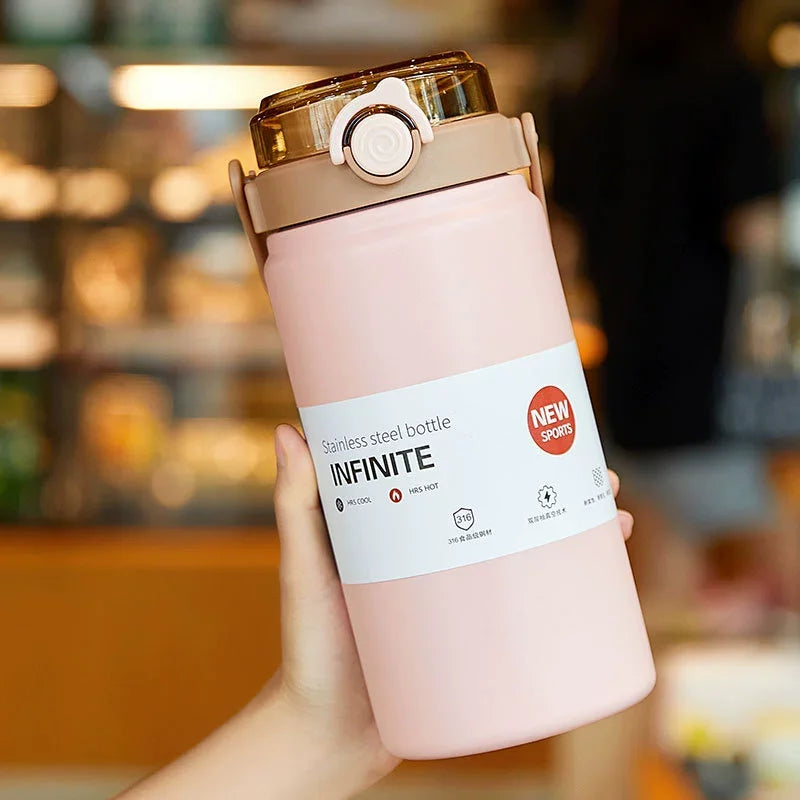1000/1200ml Steel Sports Insulated Water Bottle Portable Hot/Cold Drinks Travel Flask Easy Carry