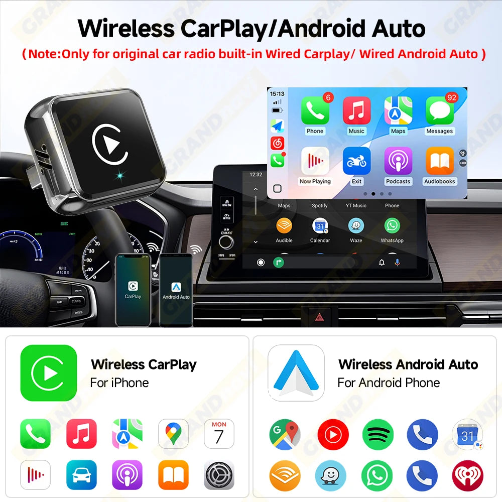 4IN1 Dongle Wireless Carplay Adapter USB Plug Play WiFi Bluetooth for iPhone Carplay Airplay Android Auto Mirrorlink Connect