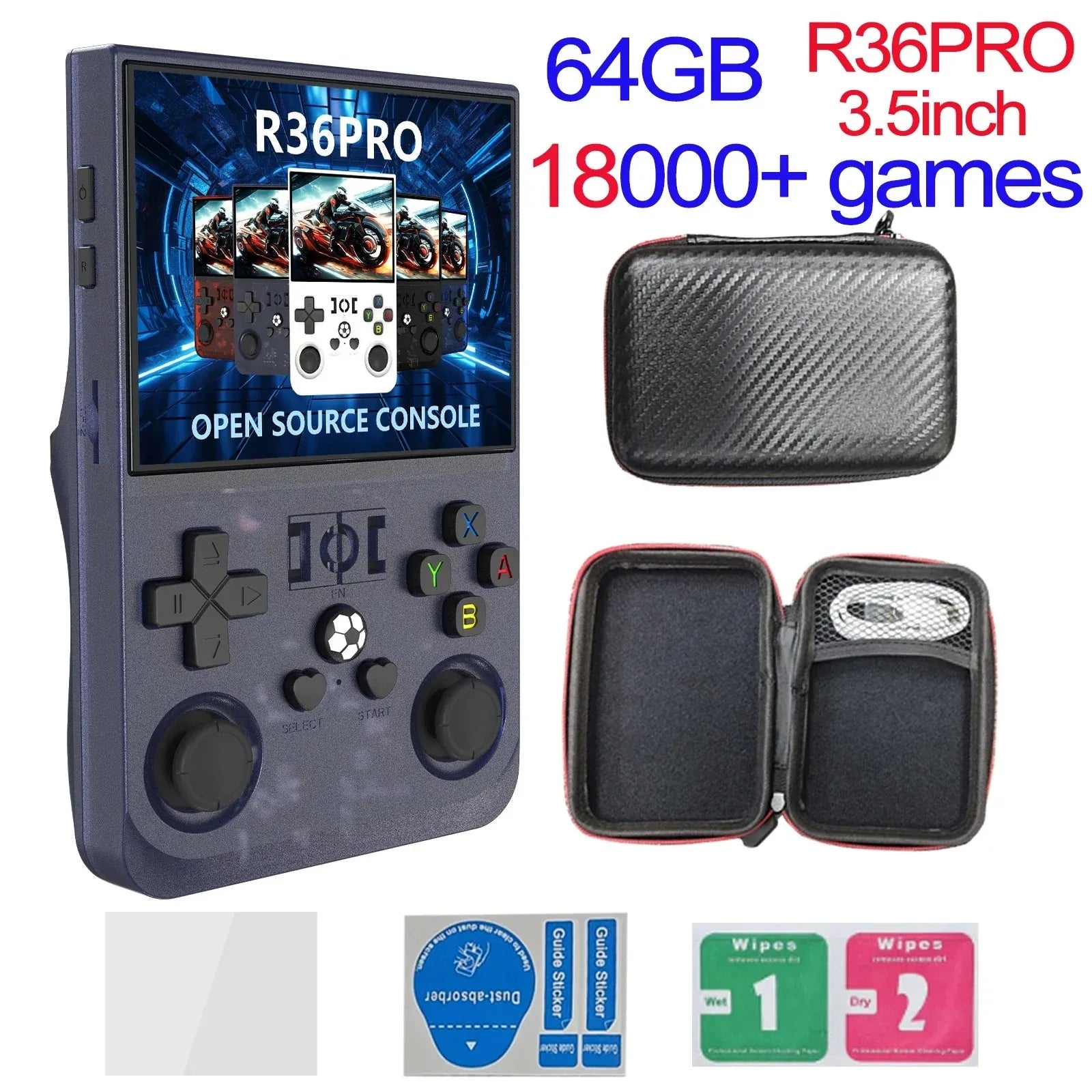 Open Source R36MAX Retro Handheld Video Game Console RK3326 Chip 64/128G Portable Pocket Game Player 4‘’HD Screen R36 PRO R36S