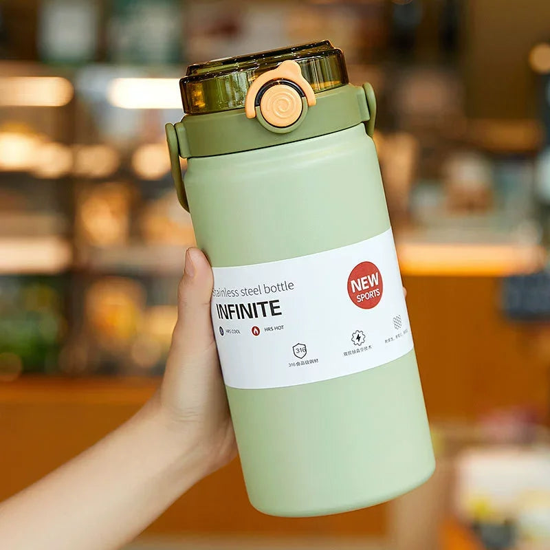 1000/1200ml Steel Sports Insulated Water Bottle Portable Hot/Cold Drinks Travel Flask Easy Carry